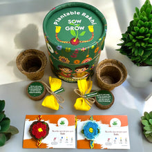 Load image into Gallery viewer, Sow and Grow 2-Pack Premium Plantable Flower Crochet Rakhis with Sunflower Seeds Grow Kit | Rakhi That Grows | Be Sustainable | Colour Red and Blue
