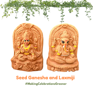 Ultimate MegaBox: Plantable Ganesha and Lakshmiji + Gardening Kit + 7 Seed Balls + Organic Cow Dung Diya + Diary + 2 Plantable Pens and Pencils